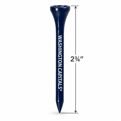 Navy Washington Capitals golf tee with a 2¾-inch height measurement.