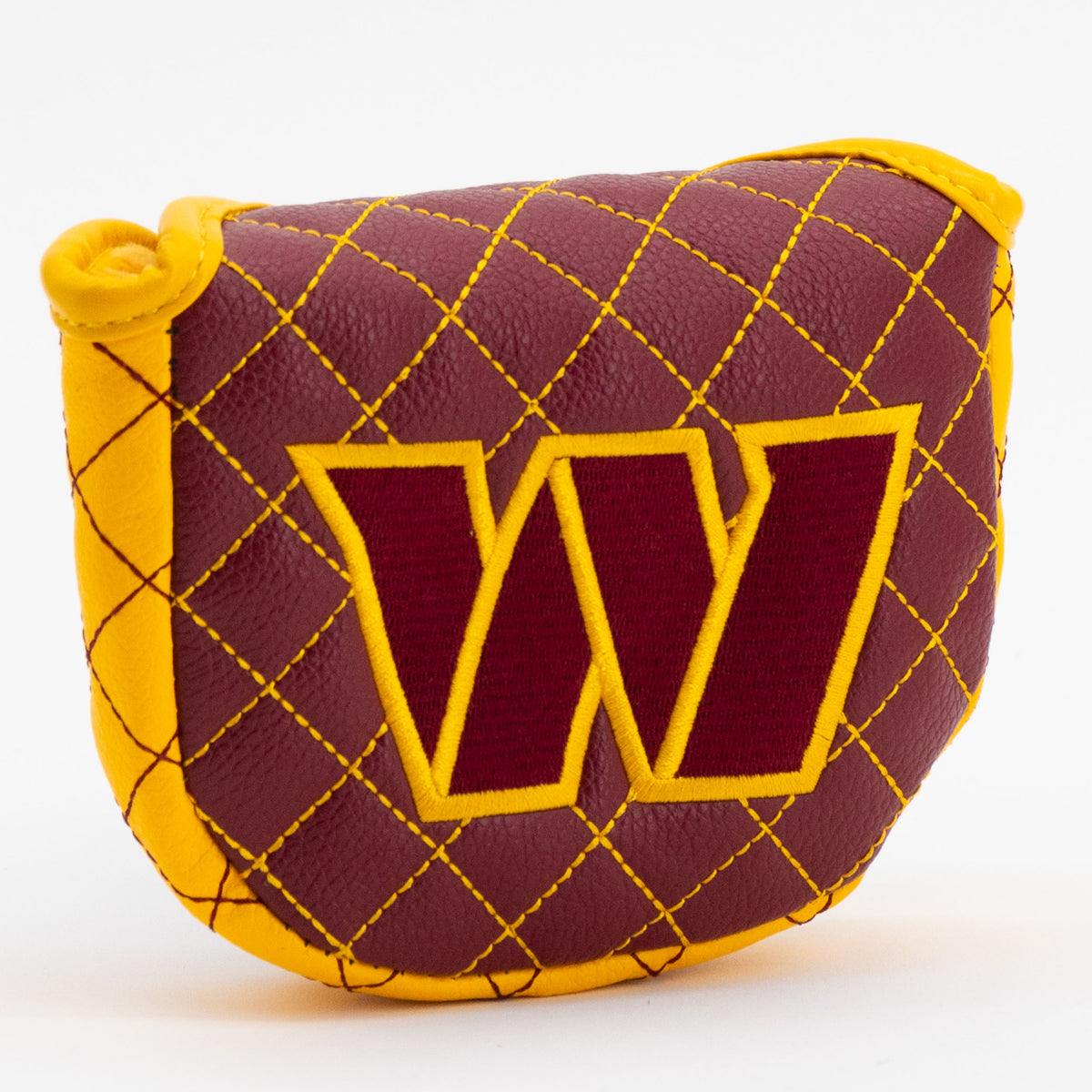 Washington Commanders Solid Mallet Putter quilted headcover, angled view