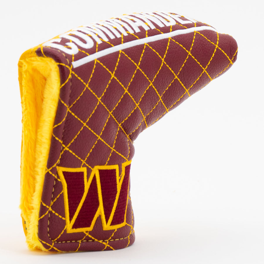 Washington Commanders split quilted blade putter cover: original opening and lining detail