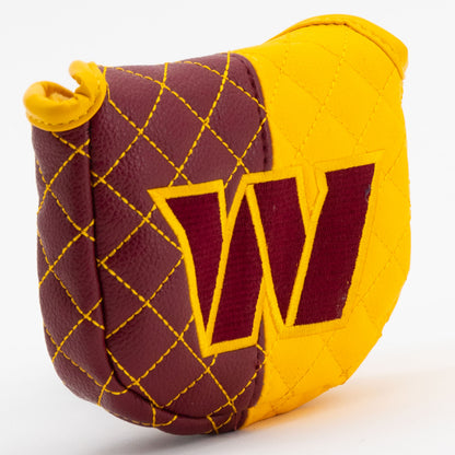 Washington Commanders Split Mallet Putter quilted headcover, angled view