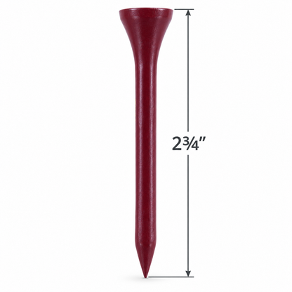 Reverse side of a burgundy Washington Commanders golf tee with a 2¾-inch height measurement.