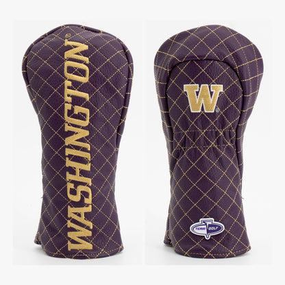 Washington Huskies Solid Quilted Fairway Headcover, front and back views