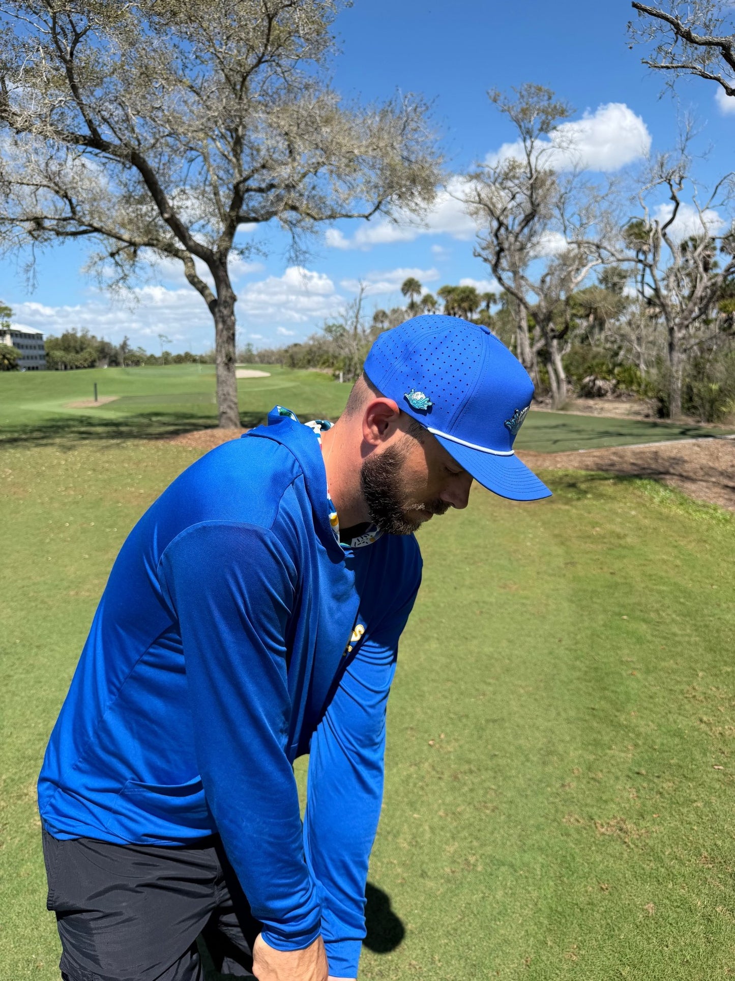 Water Ball Golf Hat | Snapback Cap | Built-in Magnetic Ball Marker Holder + Marker Included | Adjustable Blue - Club Rehab