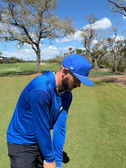Water Ball Golf Hat | Snapback Cap | Built-in Magnetic Ball Marker Holder + Marker Included | Adjustable Blue - Club Rehab
