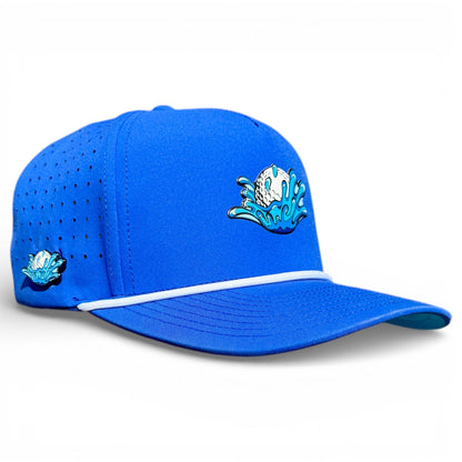 Water Ball Golf Hat | Snapback Cap | Built-in Magnetic Ball Marker Holder + Marker Included | Adjustable Blue - Club Rehab