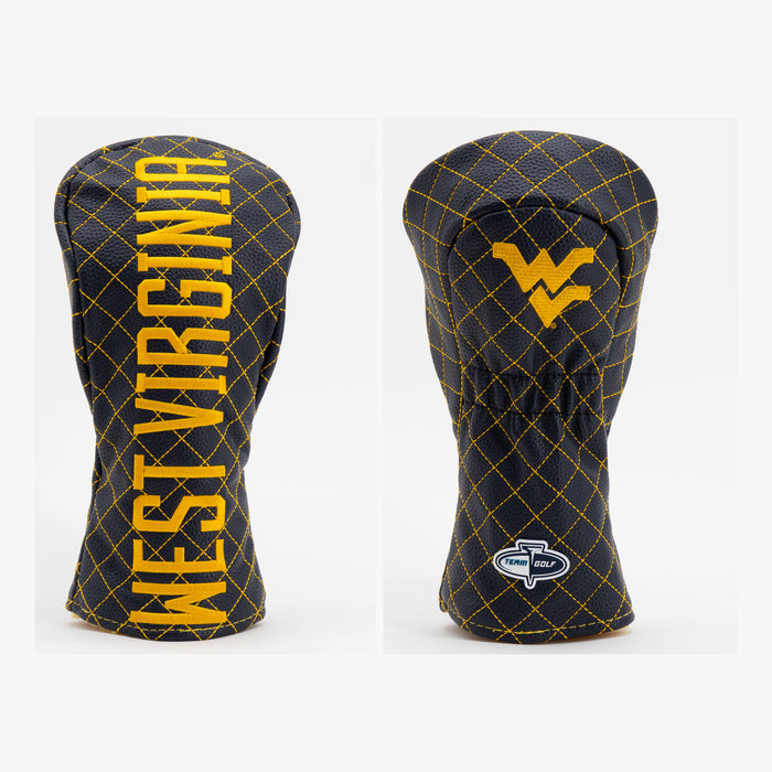 West Virginia Mountaineers Solid Quilted Fairway Headcover, front and back views