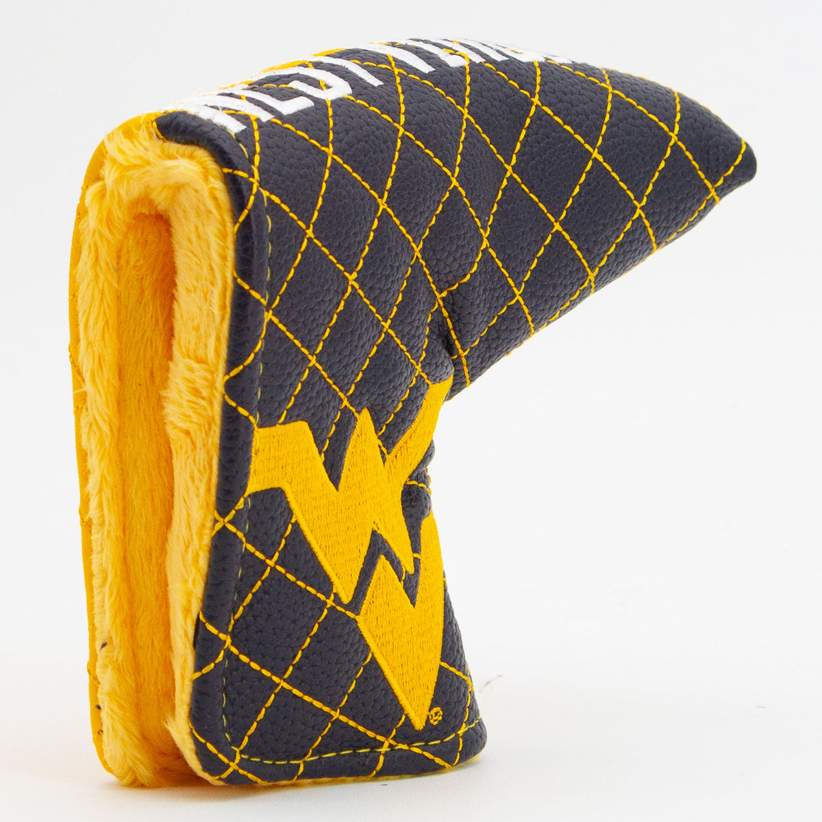 West Virginia Mountaineers Split Quilted Blade Putter Cover, opening detail