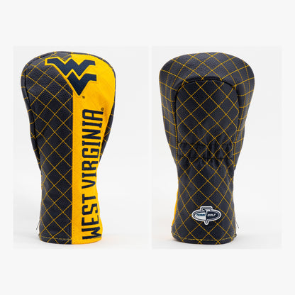 West Virginia Mountaineers Split Quilted Fairway Headcover, front and back views