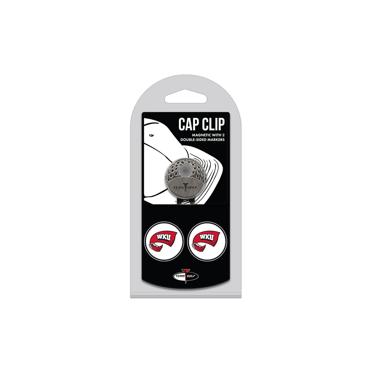 Western Kentucky hat clip with two golf ball markers