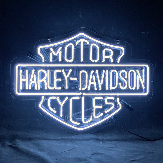 White Harley Davidson Motorcycle Neon Signs Light - Club Rehab