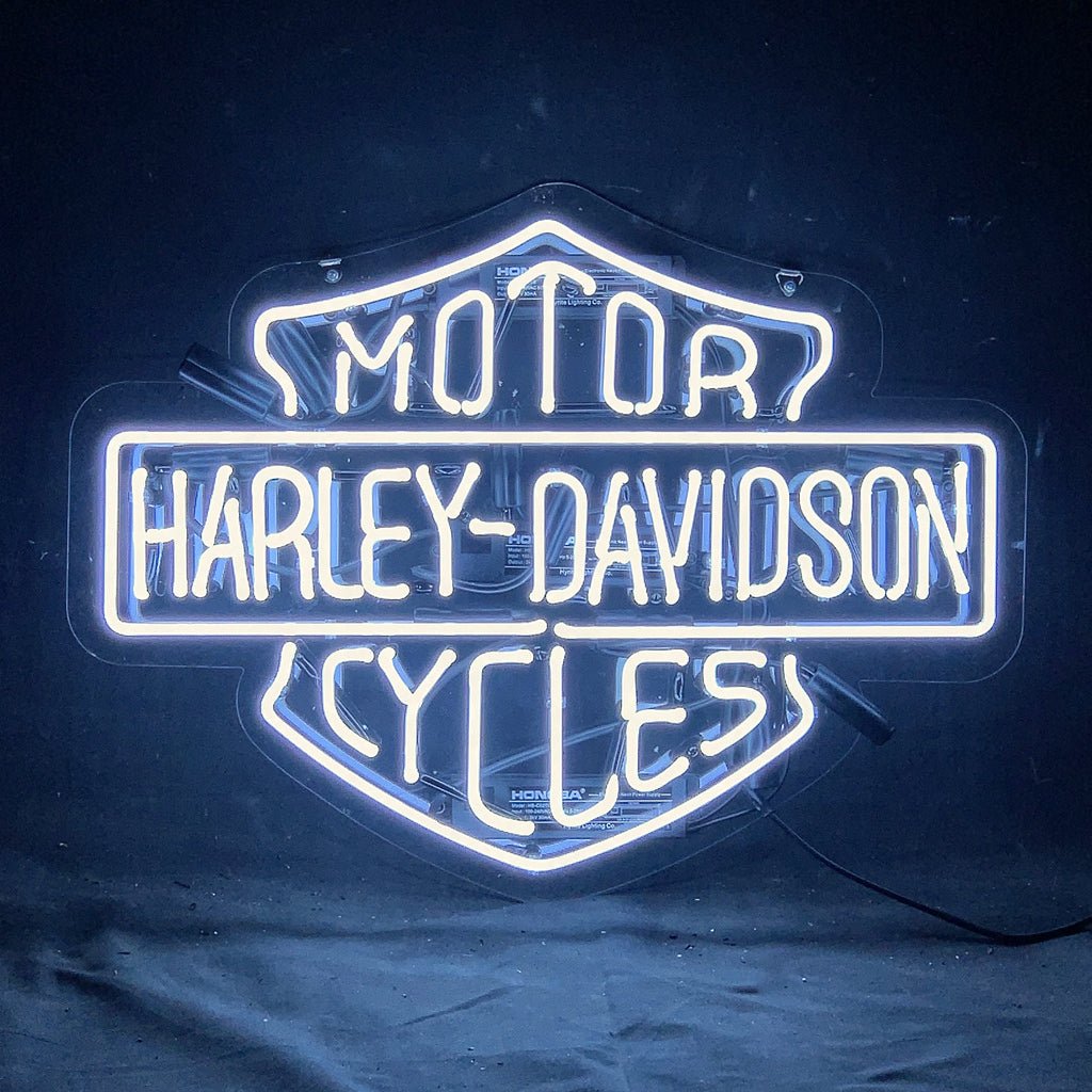 White Harley Davidson Motorcycle Neon Signs Light - Club Rehab