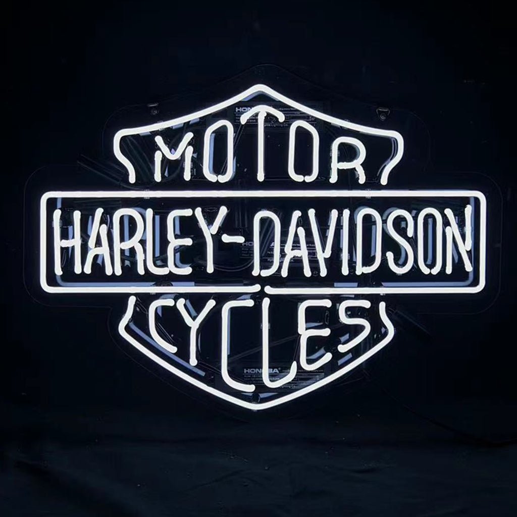 White Harley Davidson Motorcycle Neon Signs Light - Club Rehab