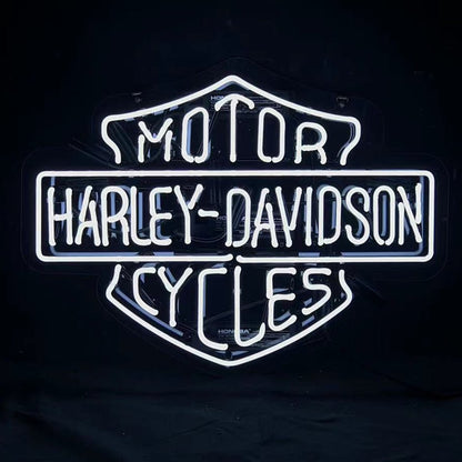 White Harley Davidson Motorcycle Neon Signs Light - Club Rehab
