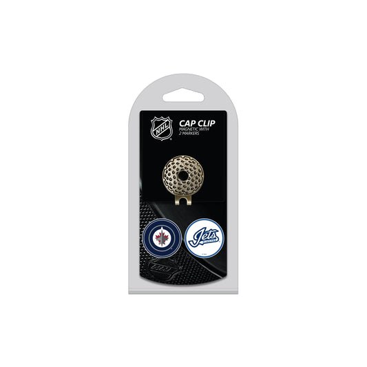 Winnipeg Jets hat clip with two golf ball markers