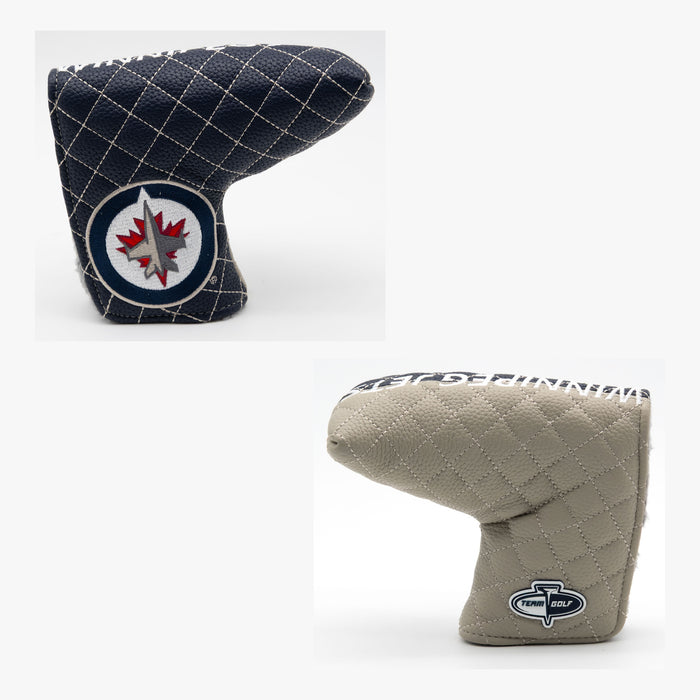 Winnipeg Jets Split Quilted Blade Putter Cover, front and back views