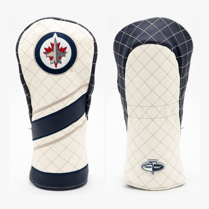 Winnipeg Jets Striped Quilted Fairway Headcover, front and back views