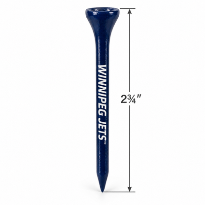 Navy Winnipeg Jets golf tee with a 2¾-inch height measurement.