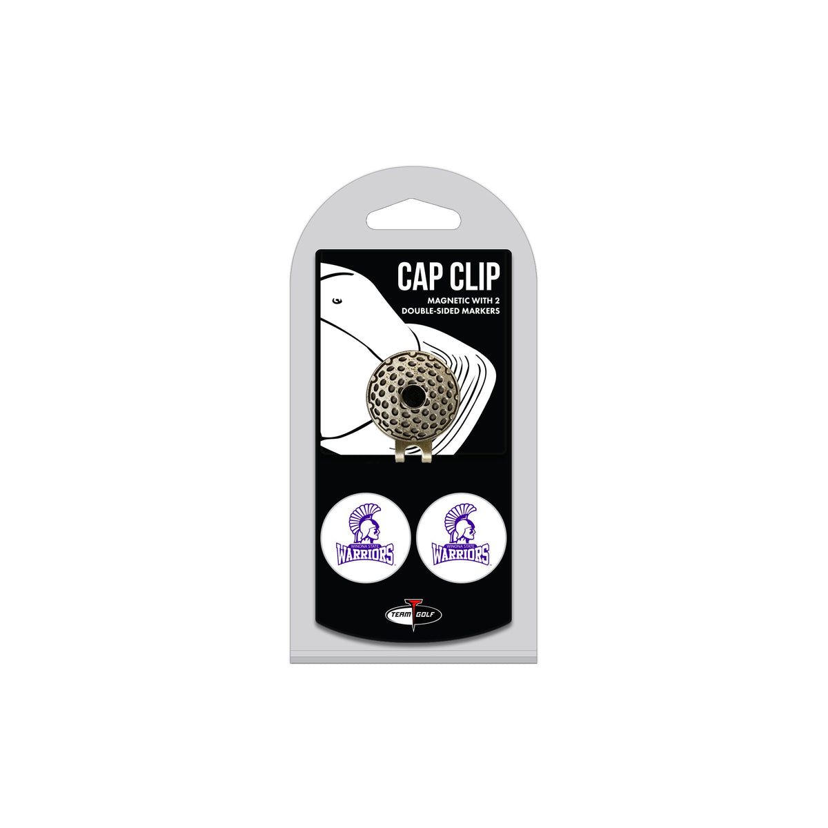 Winona State hat clip with two golf ball markers