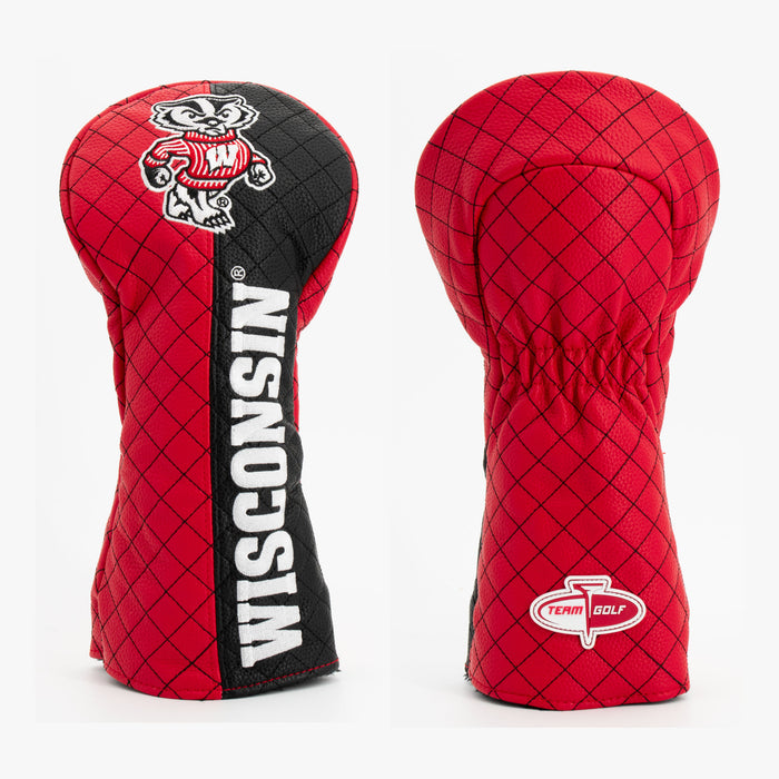 Wisconsin Badgers Split Quilted Driver Headcover, front and back views