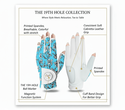 Women’s All - Weather Golf Glove with Ball Marker – Stylish Half - Finger Design - Orange S - Worn on Left Hand - Club Rehab