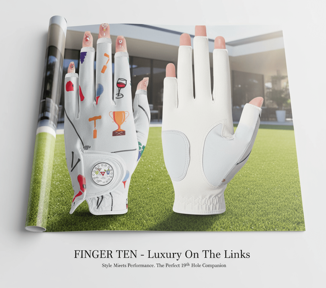 Women’s All - Weather Golf Glove with Ball Marker – Stylish Half - Finger Design - Orange S - Worn on Left Hand - Club Rehab