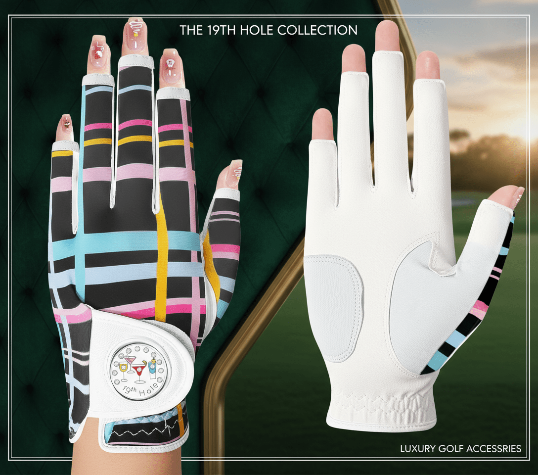Women’s All - Weather Golf Glove with Ball Marker – Stylish Half - Finger Design - Orange S - Worn on Left Hand - Club Rehab