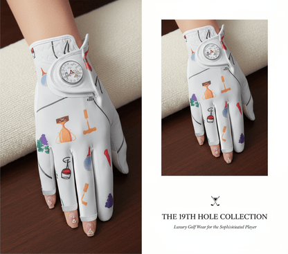 Women’s All - Weather Golf Glove with Ball Marker – Stylish Half - Finger Design - Orange S - Worn on Left Hand - Club Rehab