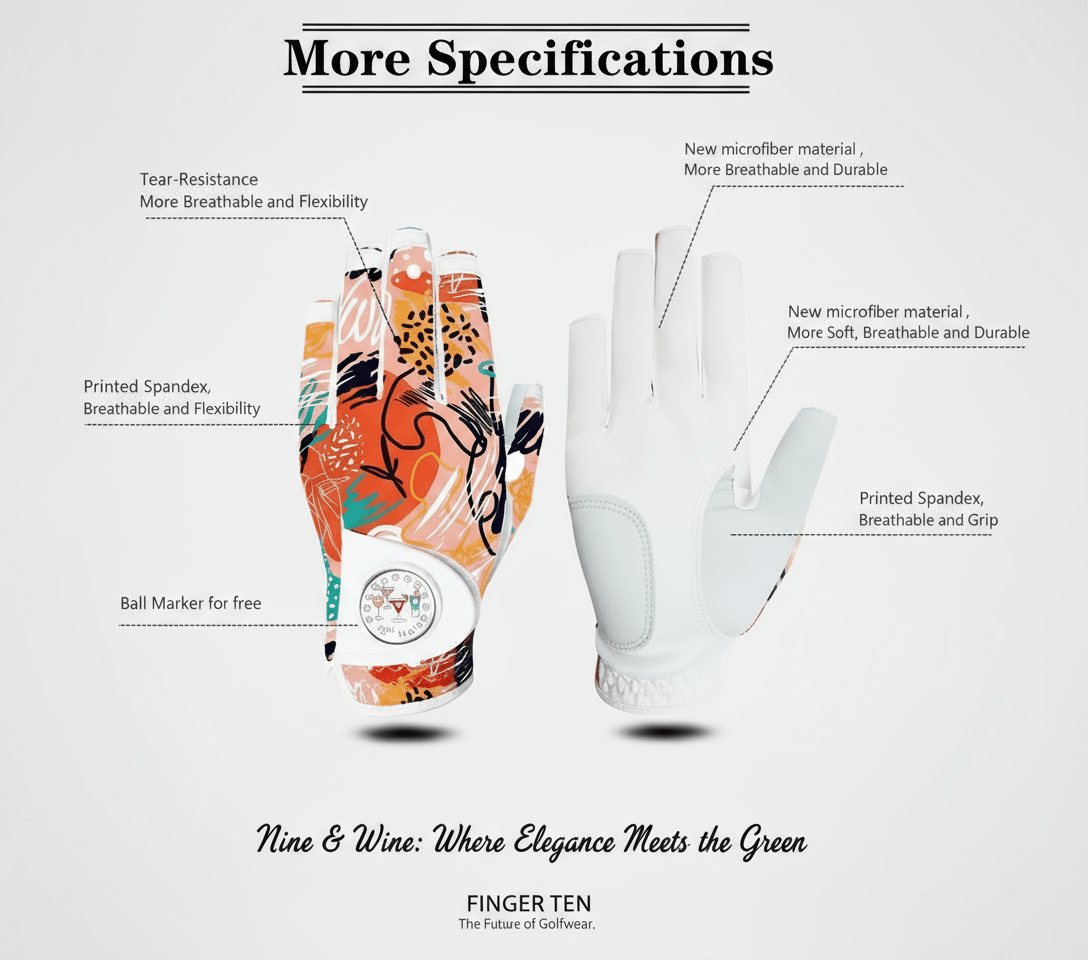 Women’s All - Weather Golf Glove with Ball Marker – Stylish Half - Finger Design - Purple S - Worn on Left Hand - Club Rehab