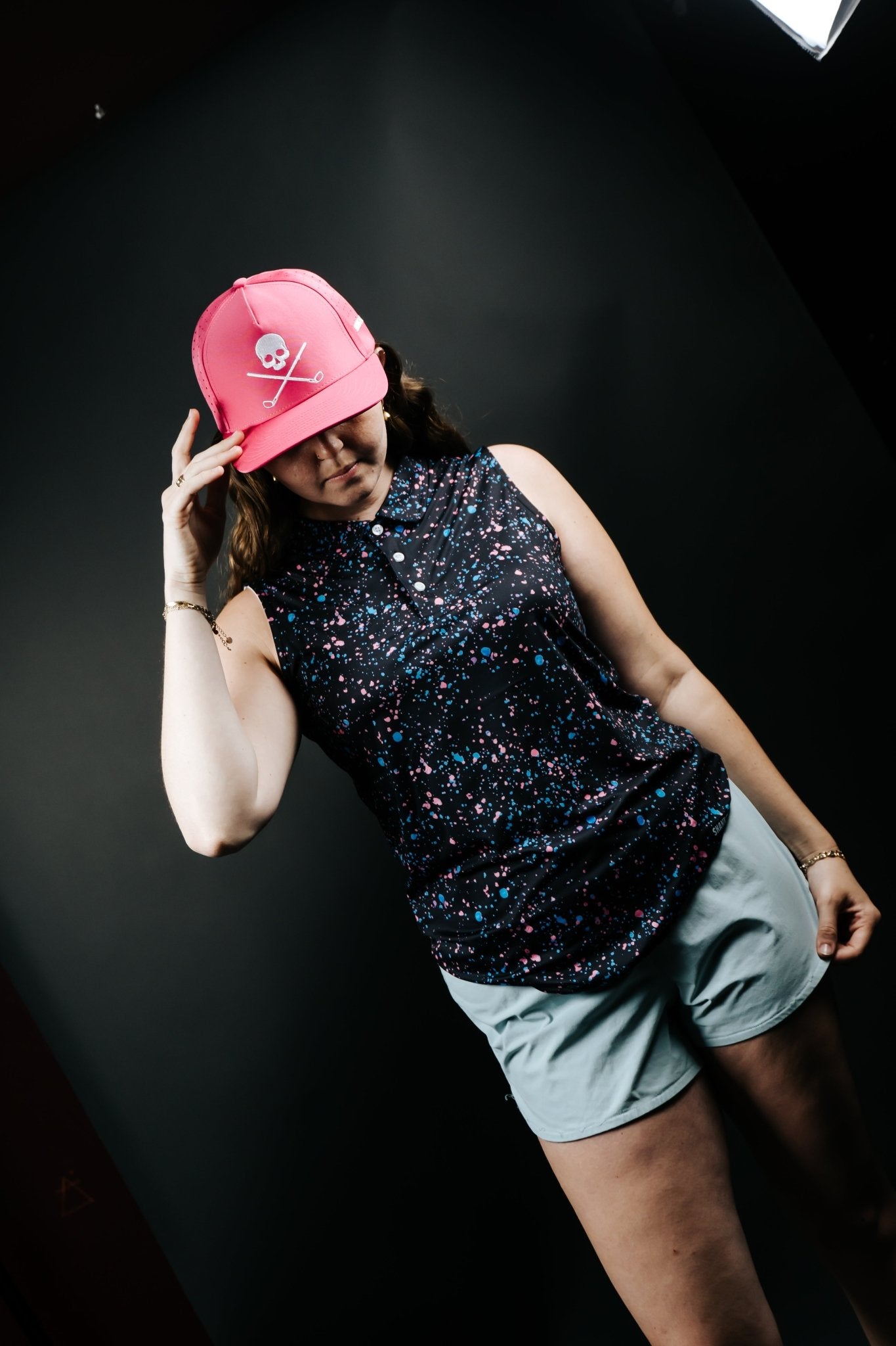Womens Black Paint Splatter Polo - XS - Club Rehab