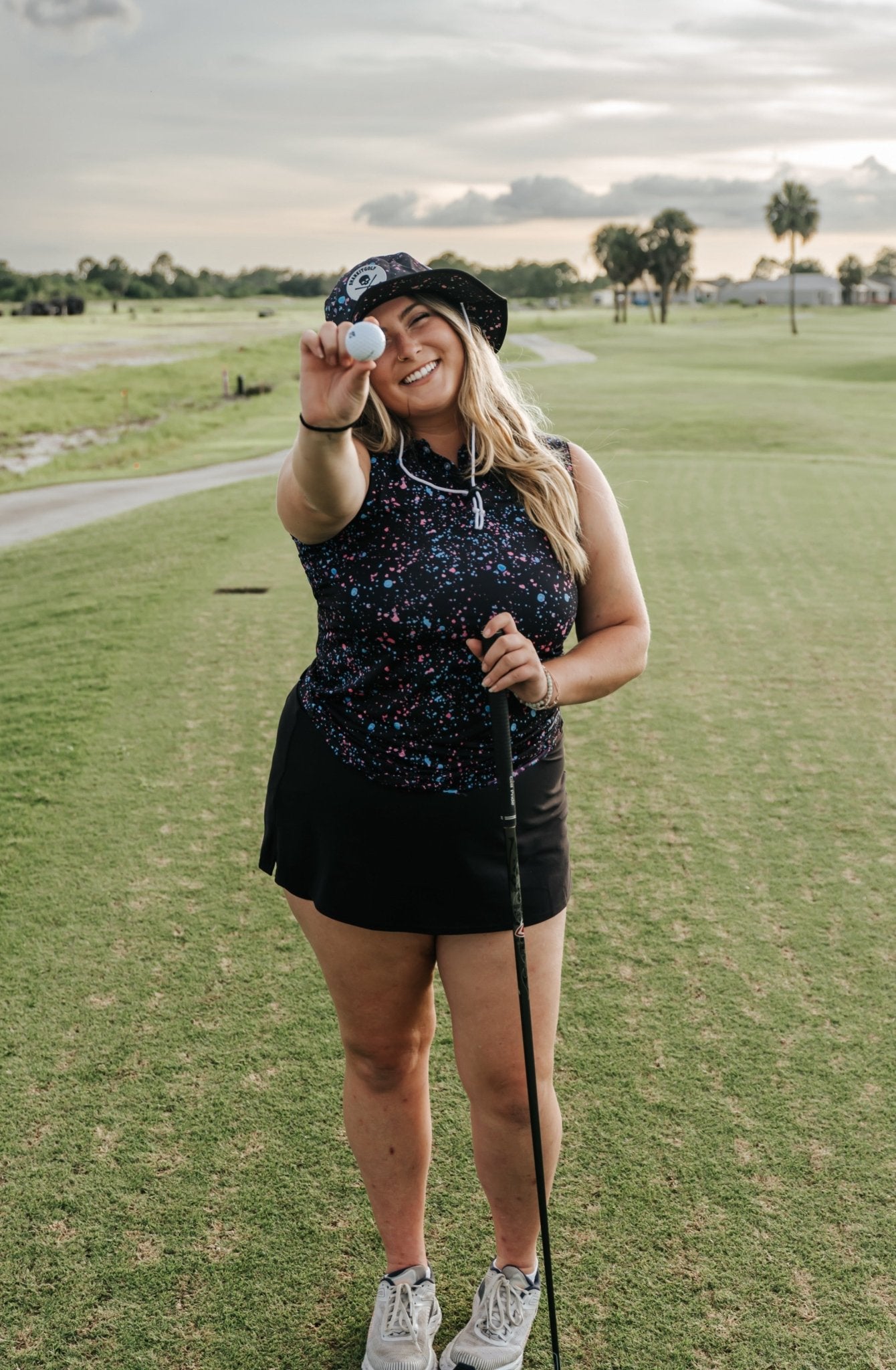 Womens Black Paint Splatter Polo - XS - Club Rehab