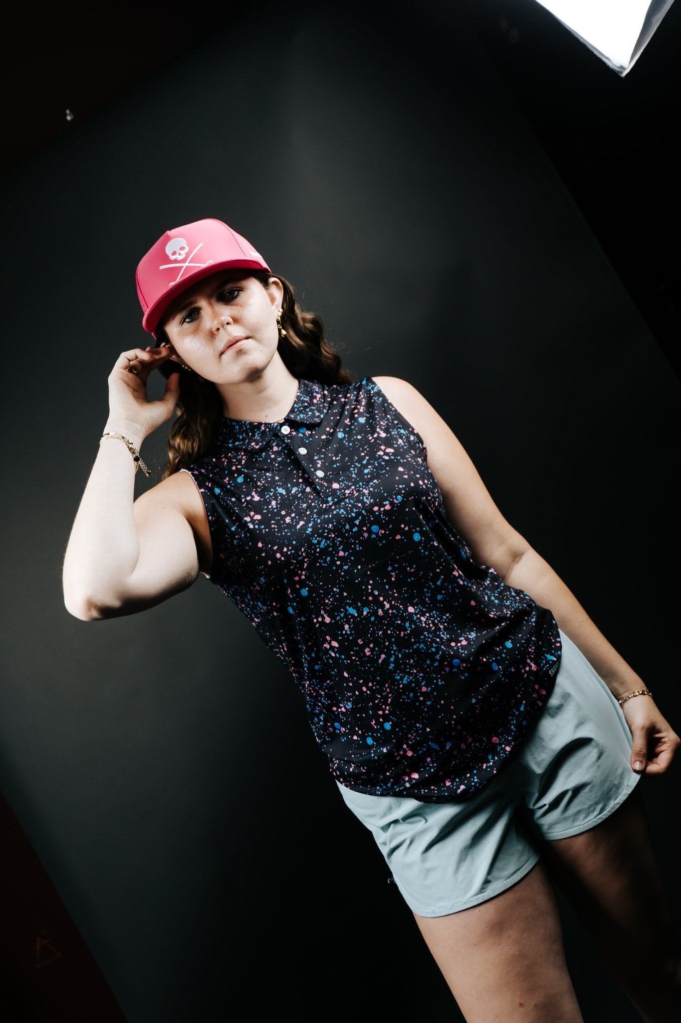 Womens Black Paint Splatter Polo - XS - Club Rehab