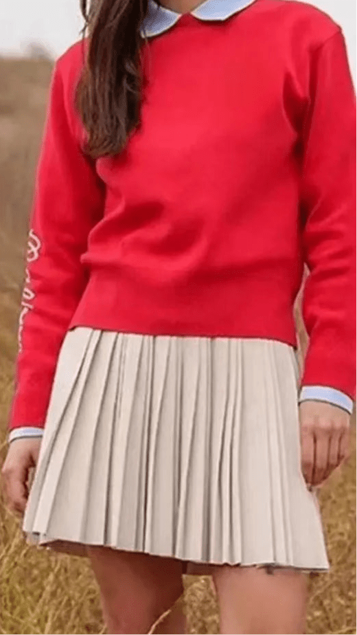 Women’s Round Neck Knit Golf Sweater – Tee - Time Chic - M Red - Club Rehab