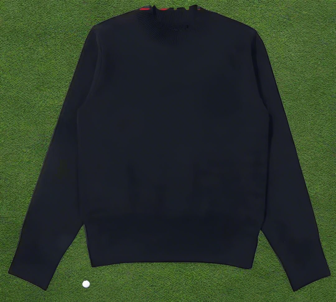 Women’s Round Neck Knit Golf Sweater – Tee - Time Chic - M Black - Club Rehab