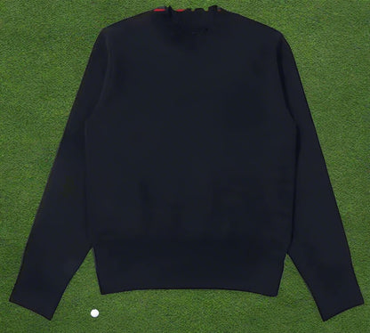 Women’s Round Neck Knit Golf Sweater – Tee - Time Chic - M Black - Club Rehab