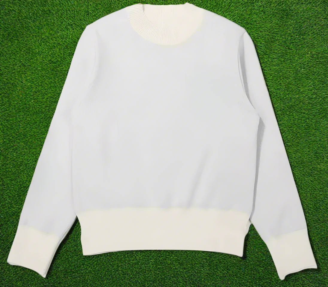 Women’s Round Neck Knit Golf Sweater – Tee - Time Chic - S White - Club Rehab