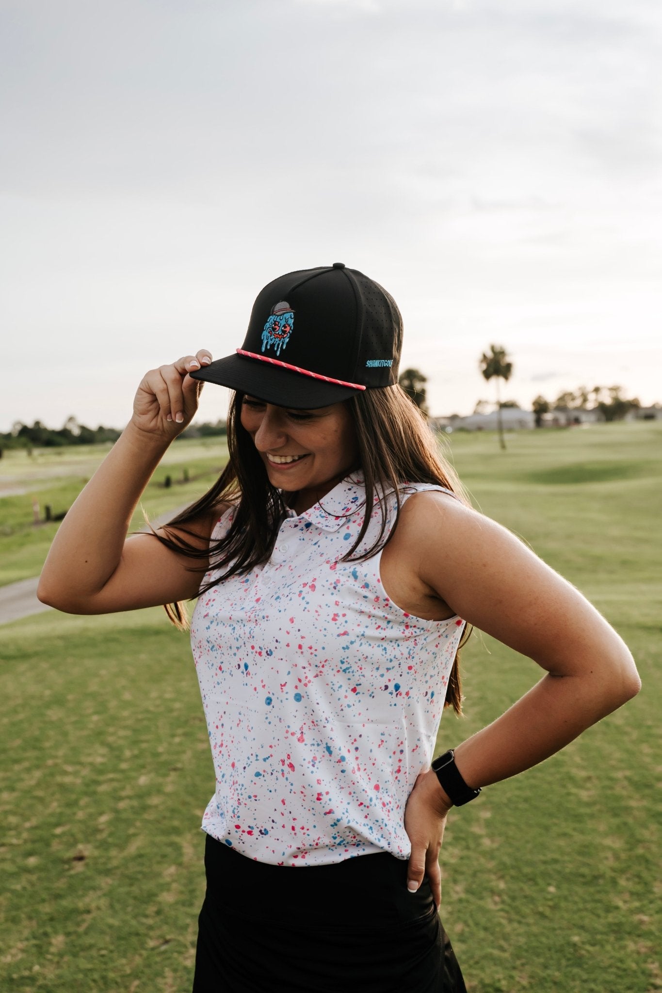 Womens White Paint Splatter Polo - XS - Club Rehab