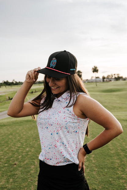Womens White Paint Splatter Polo - XS - Club Rehab