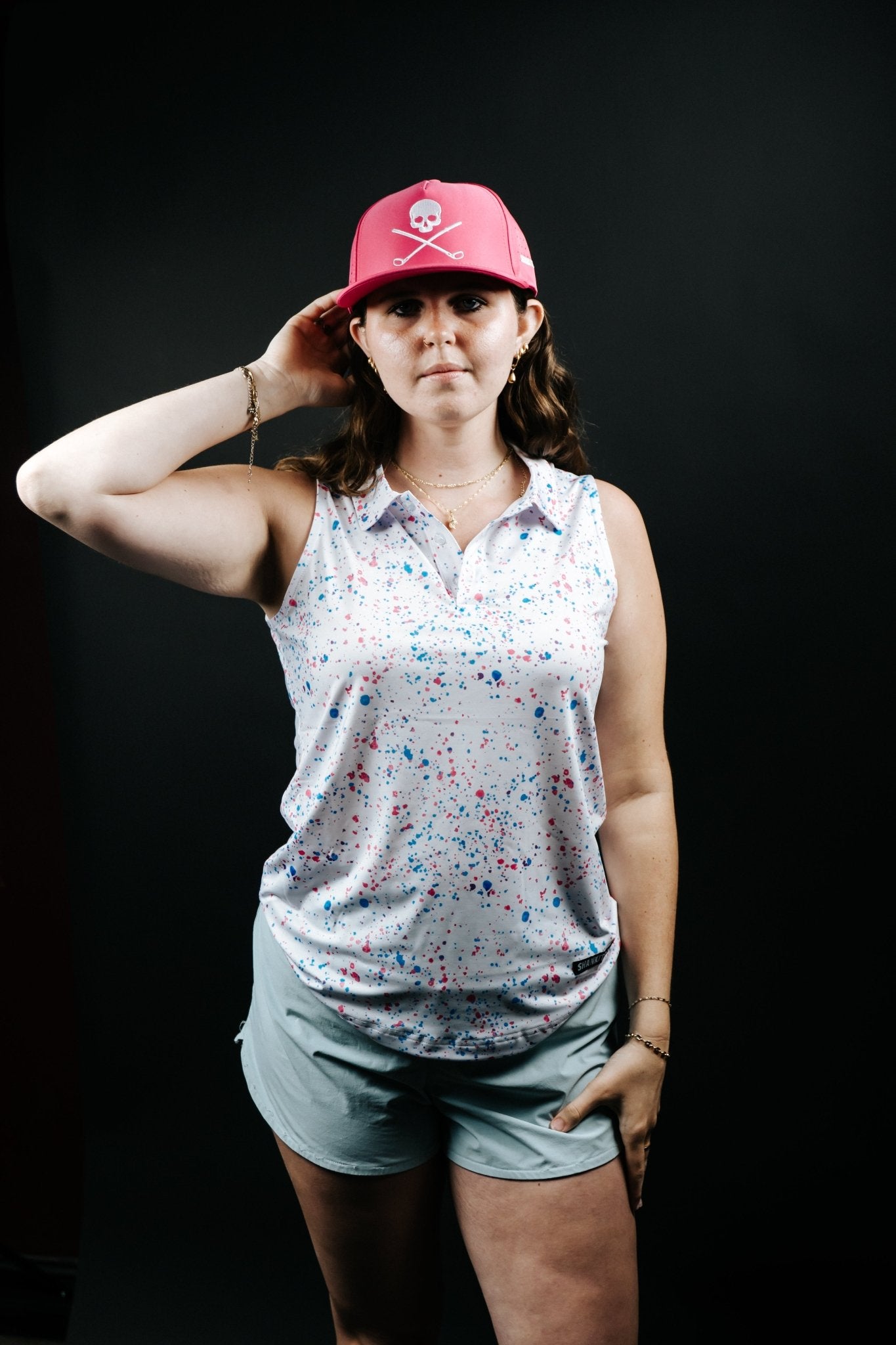 Womens White Paint Splatter Polo - XS - Club Rehab