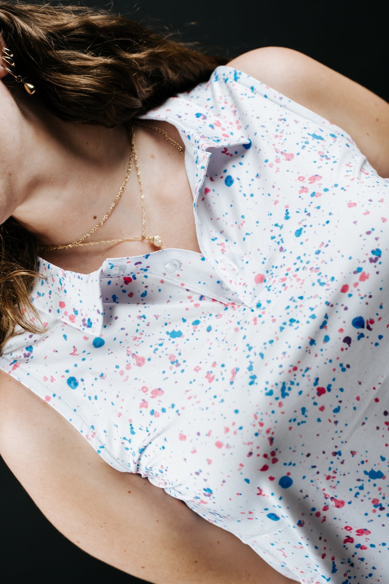Womens White Paint Splatter Polo - XS - Club Rehab