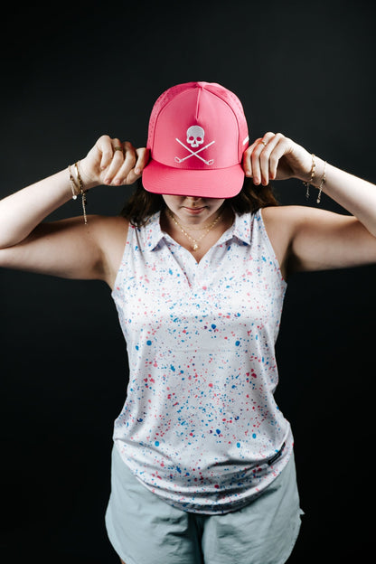 Womens White Paint Splatter Polo - XS - Club Rehab
