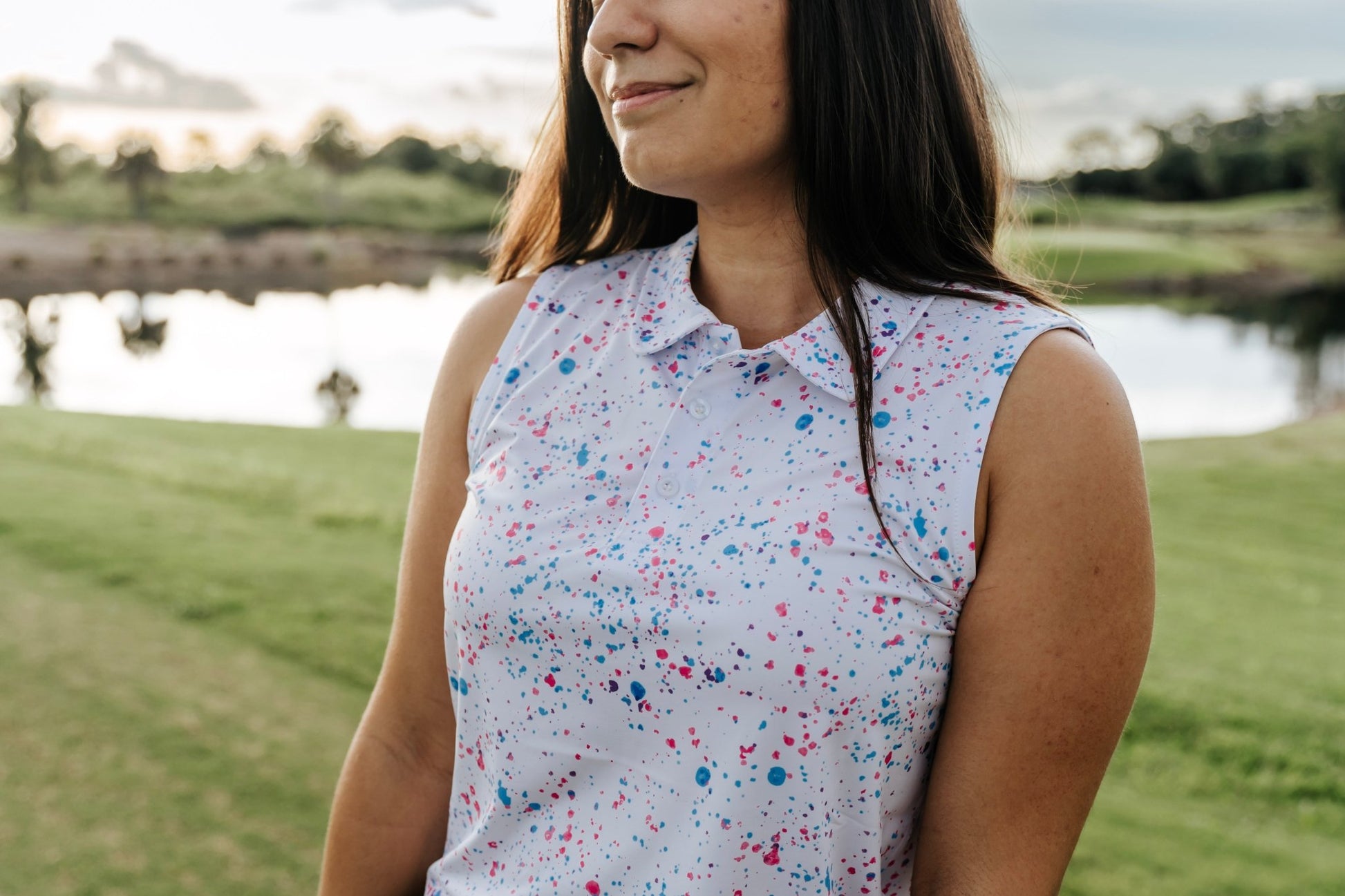 Womens White Paint Splatter Polo - XS - Club Rehab