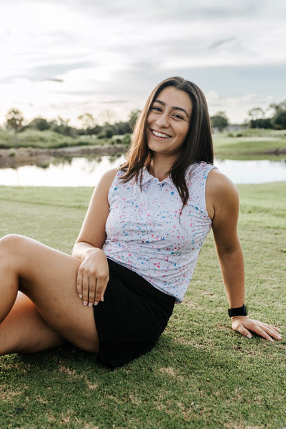 Womens White Paint Splatter Polo - XS - Club Rehab