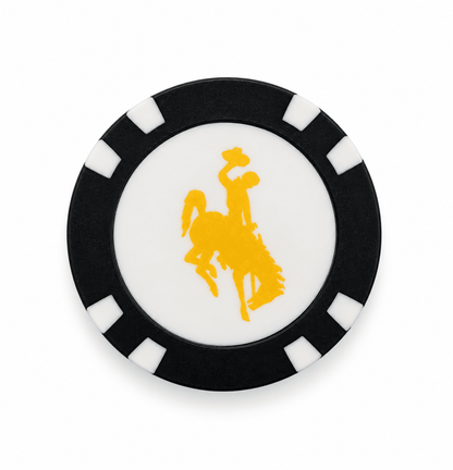 Wyoming Cowboys bucking horse poker chip on white