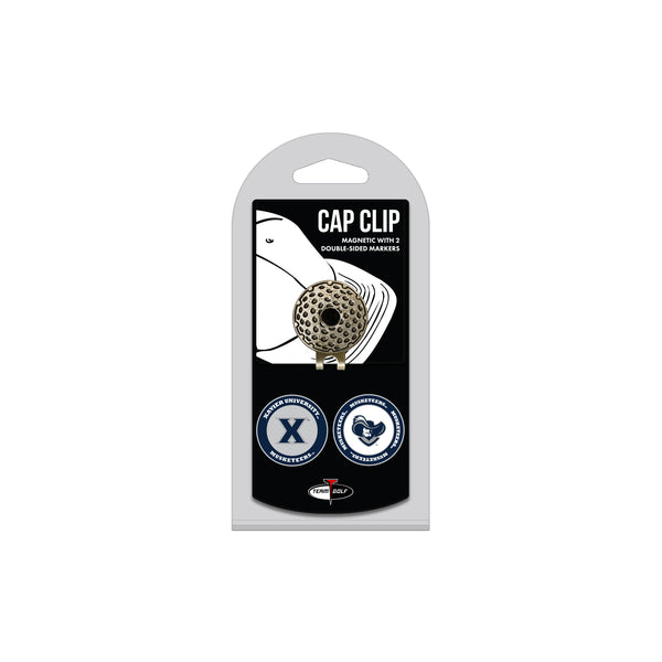 Xavier Musketeers hat clip with two golf ball markers