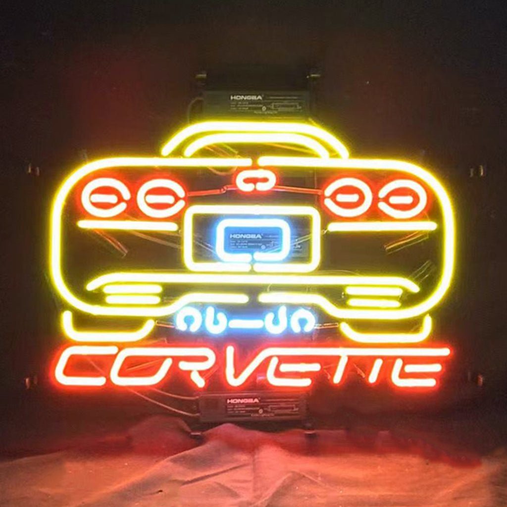 Yellow Corvette Auto Car Neon Signs Light - Club Rehab