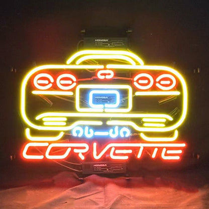 Yellow Corvette Auto Car Neon Signs Light - Club Rehab