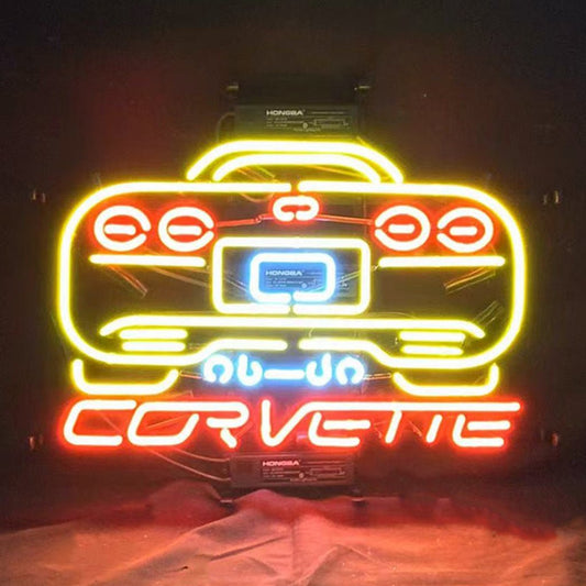 Yellow Corvette Auto Car Neon Signs Light - Club Rehab
