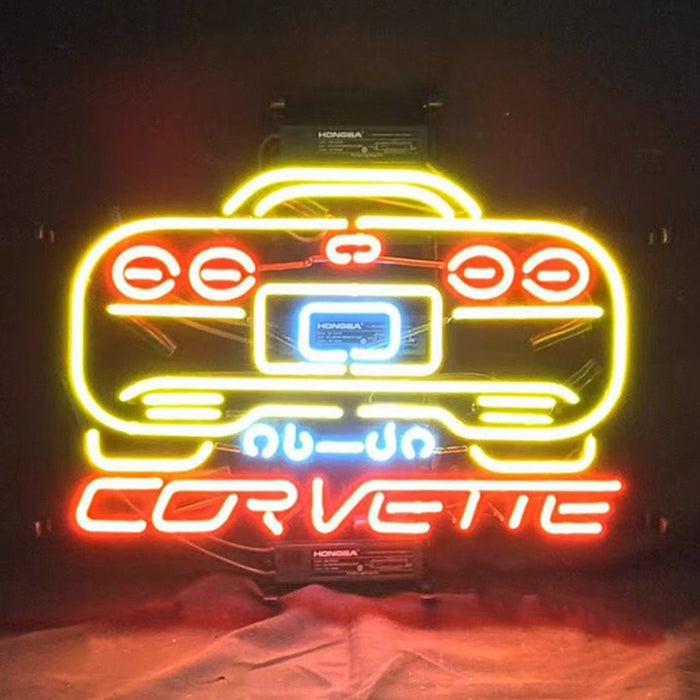 Yellow Corvette Auto Car Neon Signs Light - Club Rehab