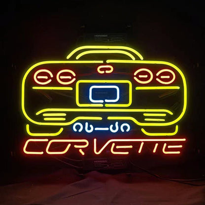 Yellow Corvette Auto Car Neon Signs Light - Club Rehab