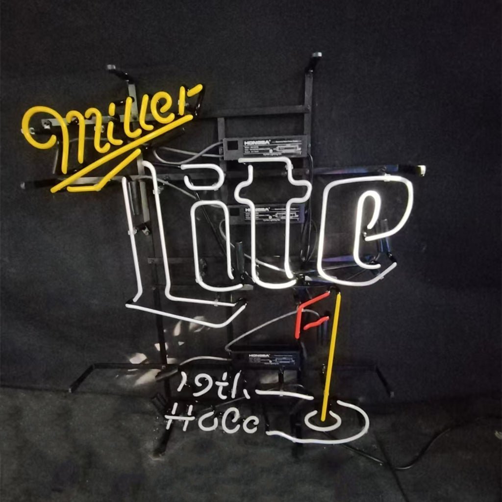 Yellow Miller Lite 19th Hole Neon Signs - Club Rehab